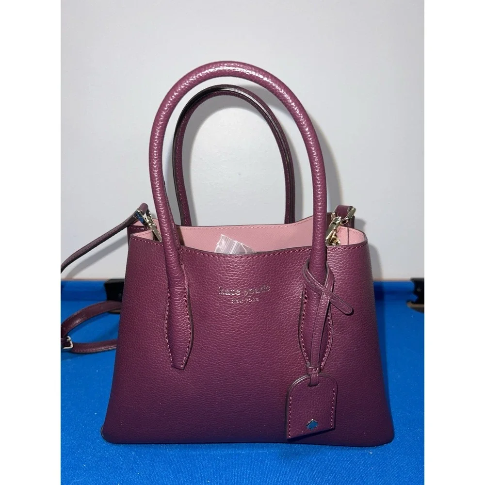 Kate Spade Eva Small Satchel WKRU5697 Deep Plum Pebbled Leather Crossbody